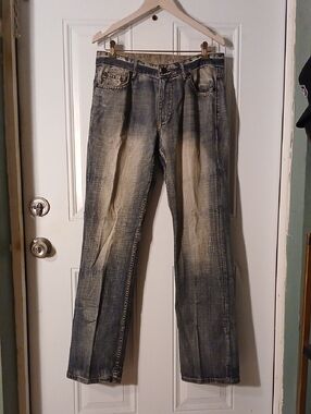 C7P Men's Faded Blue Washed Jeans